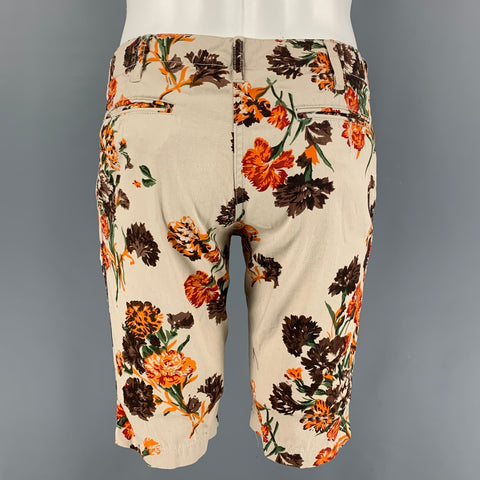 MARK McNAIRY Size 30 Beige Brown Floral Cotton Button Fly Shorts