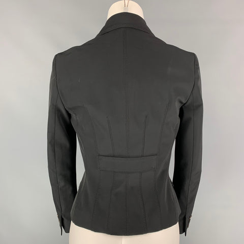 PRADA Talla 4 Chaqueta cruzada de poliéster negro Blazer