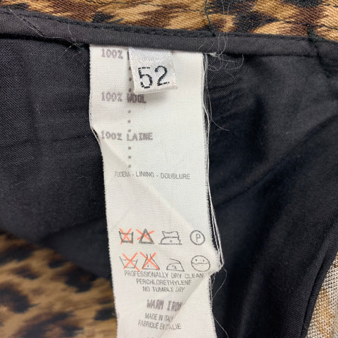 Vintage GIANNI VERSACE Size 36 Brown & Black Animal Print Wool Pleated Dress Pants