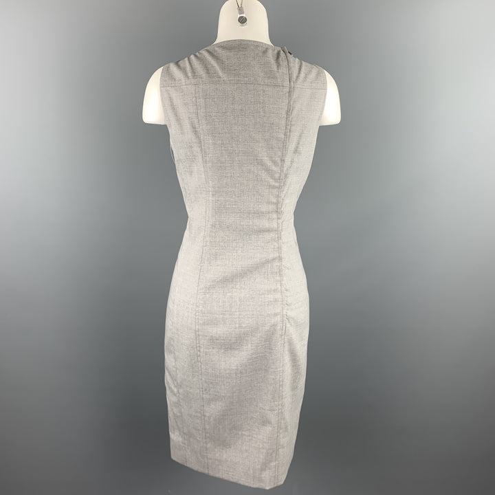 AKRIS Size 6 Grey Heather Acetate / Viscose Scoop Neck Shift Dress