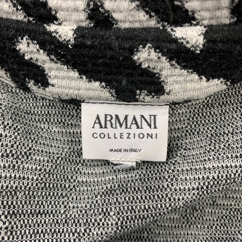ARMANI COLLEZIONI Size S Black & White Textured Peplum Jacket
