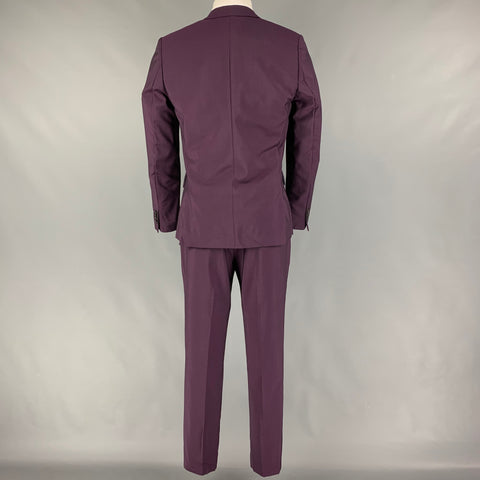 PAUL SMITH Size 38 Regular Purple Wool Notch Lapel Suit