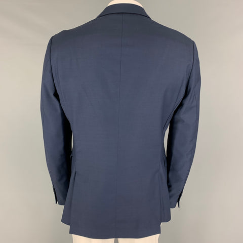 JOHN VARVATOS Size 44 Long Blue Wool Notch Lapel Sport Coat