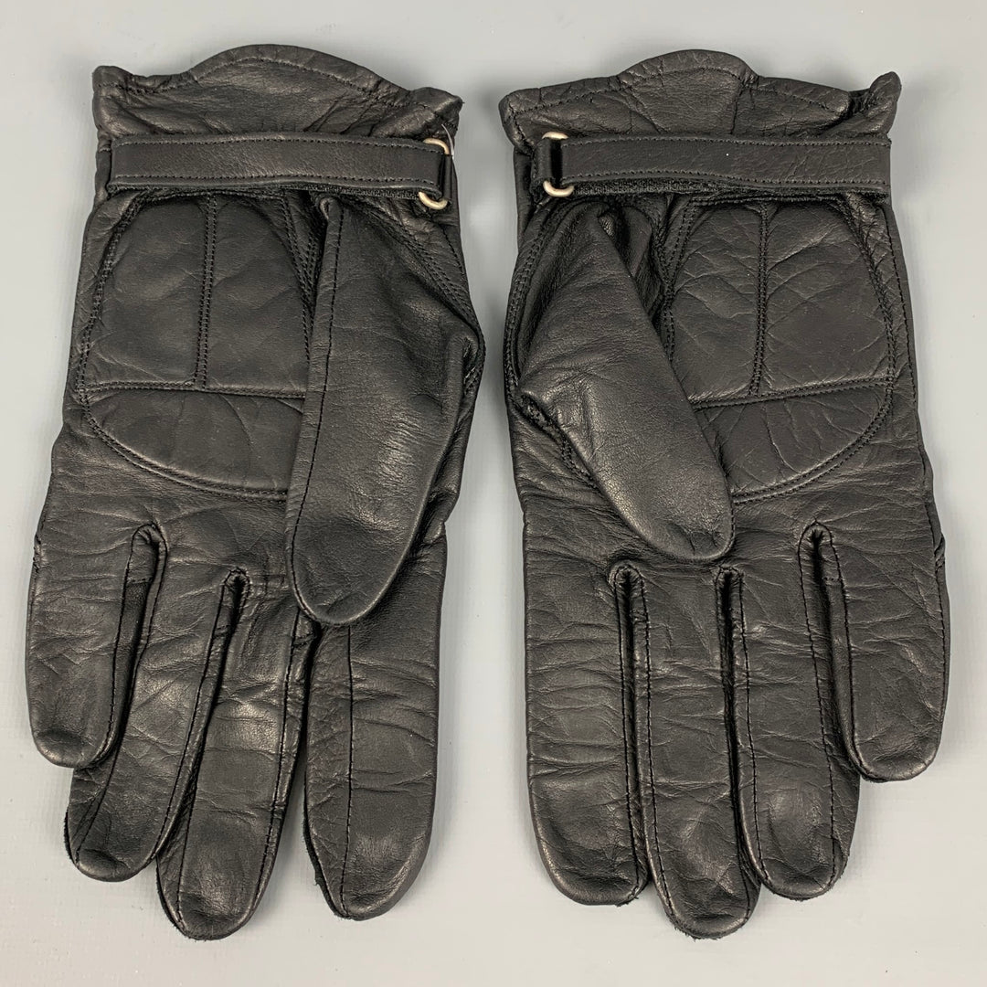OLYMPIA Black Solid Leather Gloves