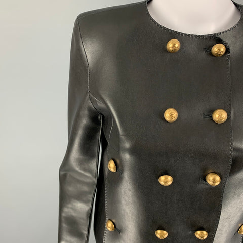 ERMANNO SCERVINO Size 2 Black Polyamide Faux Leather Jacket