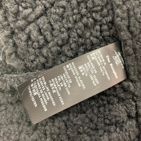 THE KOOPLES Size M Black Shearling Leather Biker Jacket