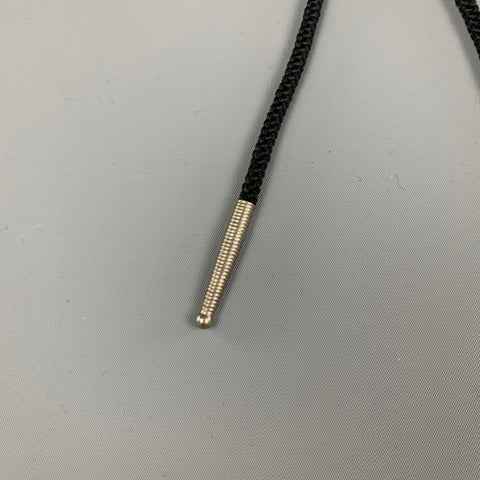 Cravate Bolo en métal avec cordon tressé argent noir VINTAGE