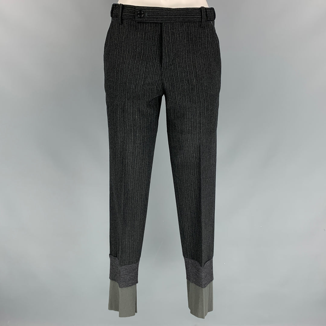 UNDERCOVER Size S Grey & Black Morning Stripe Wool Dress Pants
