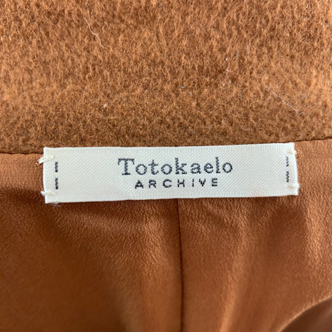 TOTOKAELO Size M Tan Solid Wool Blend Notch Lapel Coat