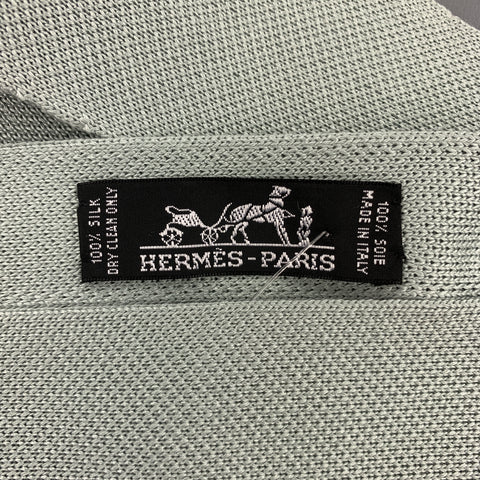 HERMES Pastel Green Woven Silk Tie
