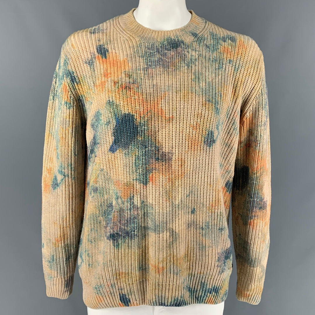 SCOTCH AND SODA Size XXL Beige Blue Orange Marbled Cotton Acrylic Sweater
