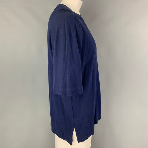 BYBLOS Size L Navy Cotton Short Sleeve T-shirt