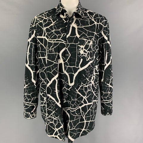 SKINGRAFT Size XL Black White Marbled Cotton Long Sleeve Shirt