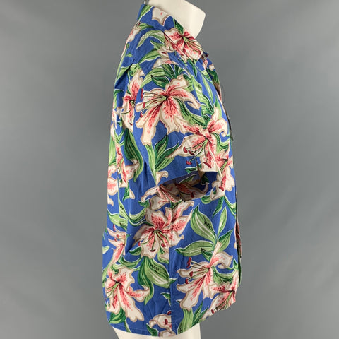 POLO by RALPH LAUREN Size S Blue Green Floral Spread Collar Short Sleeve Shirt