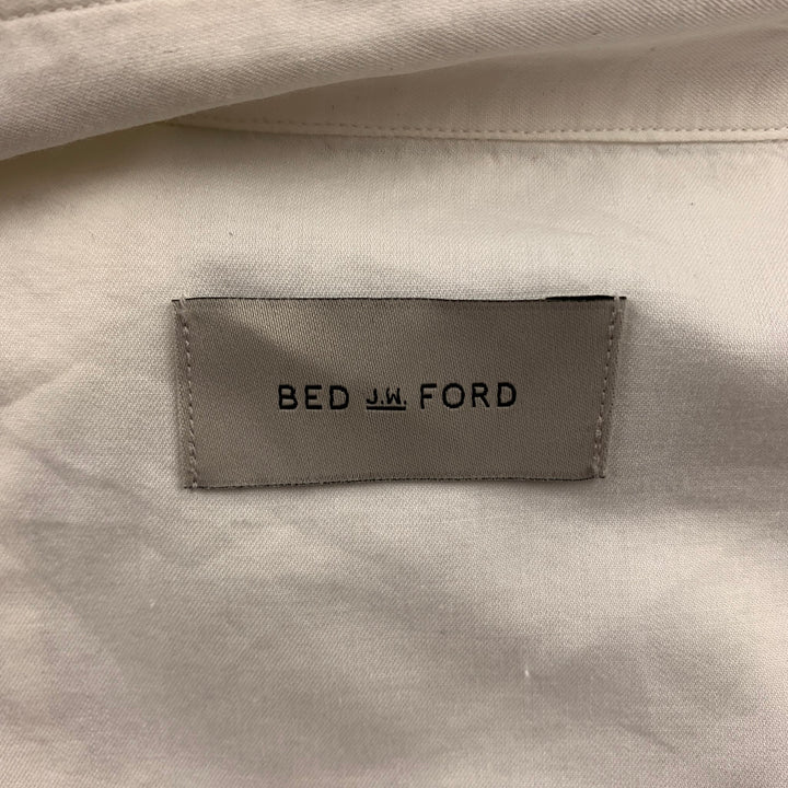 BEDj.w.FORD Size M White Cotton / Silk Long Asymmetrical Sleeve Shirt