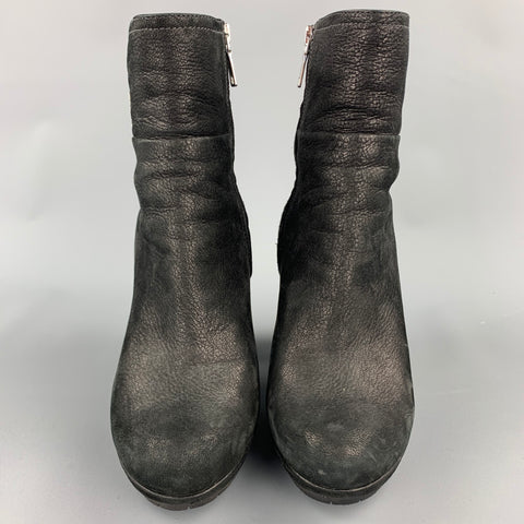 PRADA SPORT Talla 7.5 Botines de cuero negro