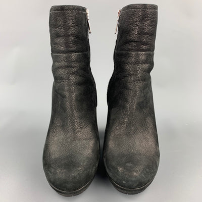 PRADA SPORT Size 7.5 Black Leather Ankle Boots