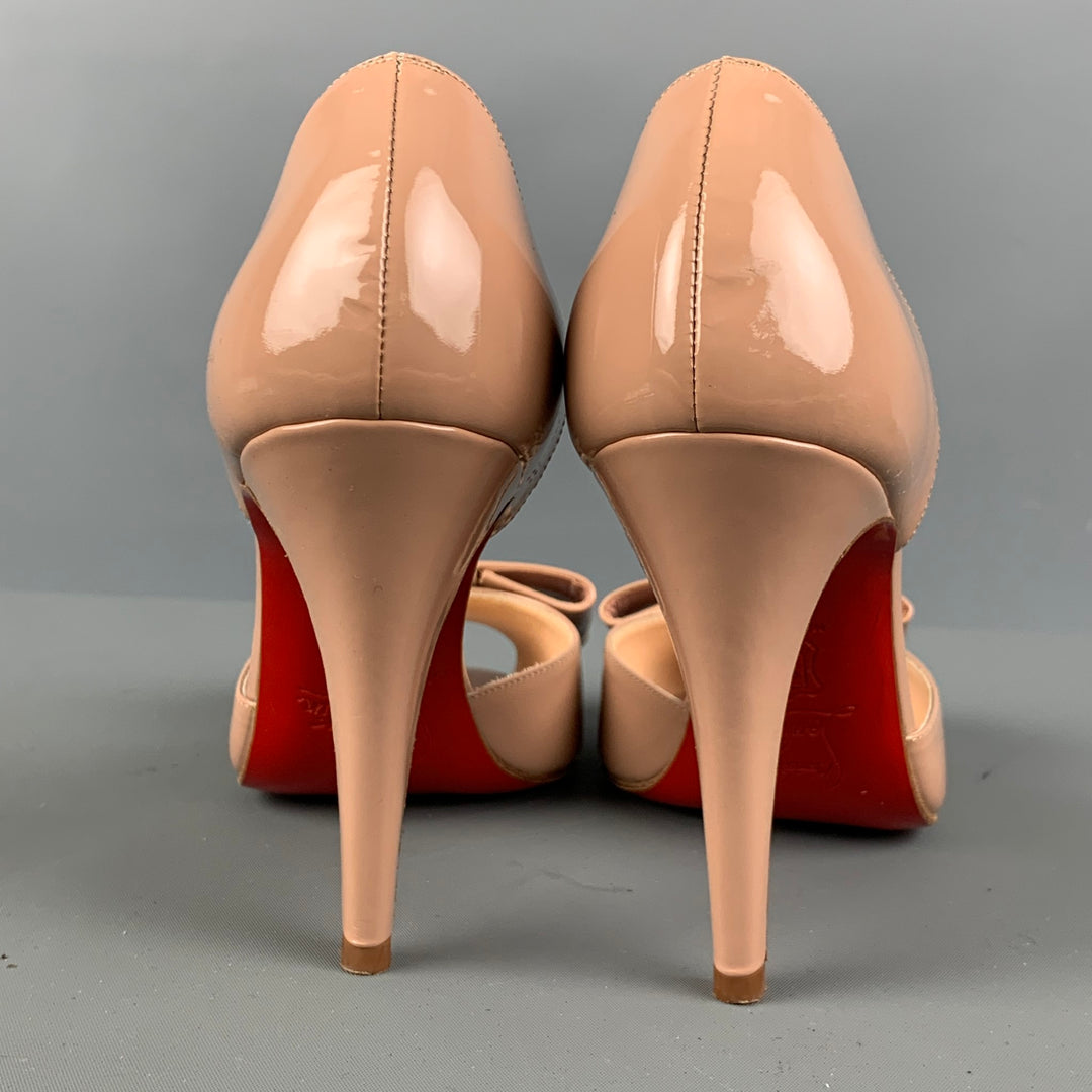 CHRISTIAN LOUBOUTIN Size 6 Beige Nude Patent Leather D'Orsay Pumps