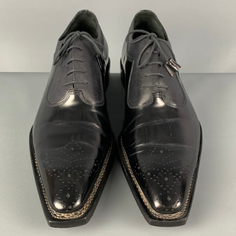 CALZOLERIA HARRIS Taille 12 Chaussures à lacets en cuir perforé noir