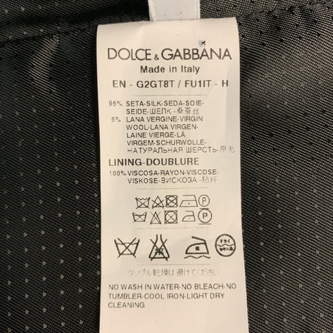 DOLCE & GABBANA Chest Size 42 Black Silk / Wool Trim Round Collar Covered Buttons Vest