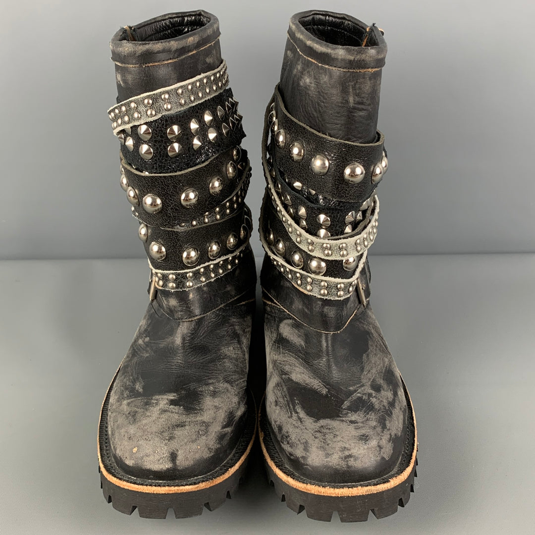 COMME des GARCONS TAO Black Distressed Leather Pull On Boots – Sui 