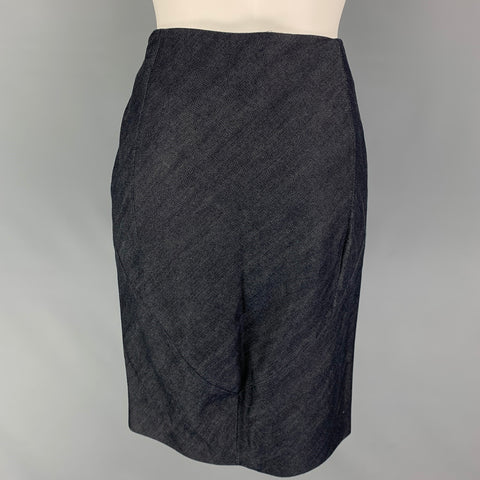 BALENCIAGA Size 4 Indigo Cotton Pencil Skirt