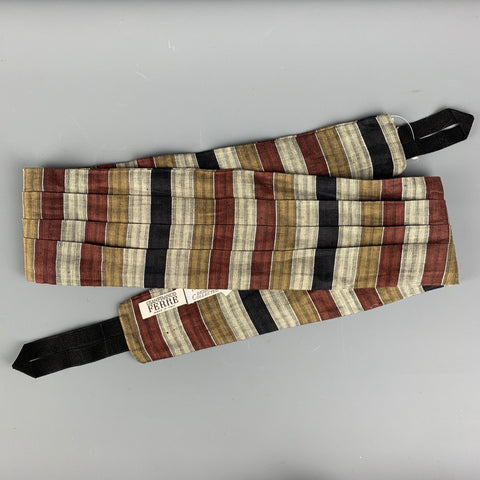 GIANFRANCO FERRE Multi Color Stripe Linen Cummerbund