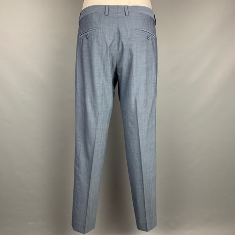 DOLCE & GABBANA Martini Size 40 Regular Steel Blue & Grey Heather Wool Notch Lapel Suit