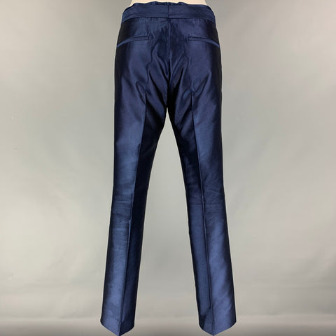 GUCCI Size 36 Regular Blue Cotton Acetate Notch Lapel Suit