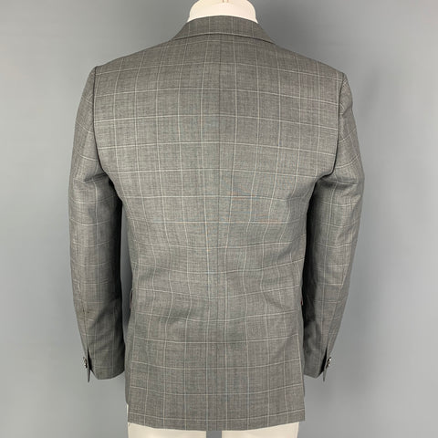 THE KOOPLES Size 36 Grey Window Pane Wool Peak Lapel Sport Coat