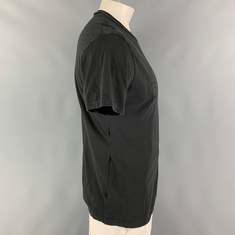 DSQUARED2 Size XXL Black Graphic Cotton Crew-Neck T-shirt
