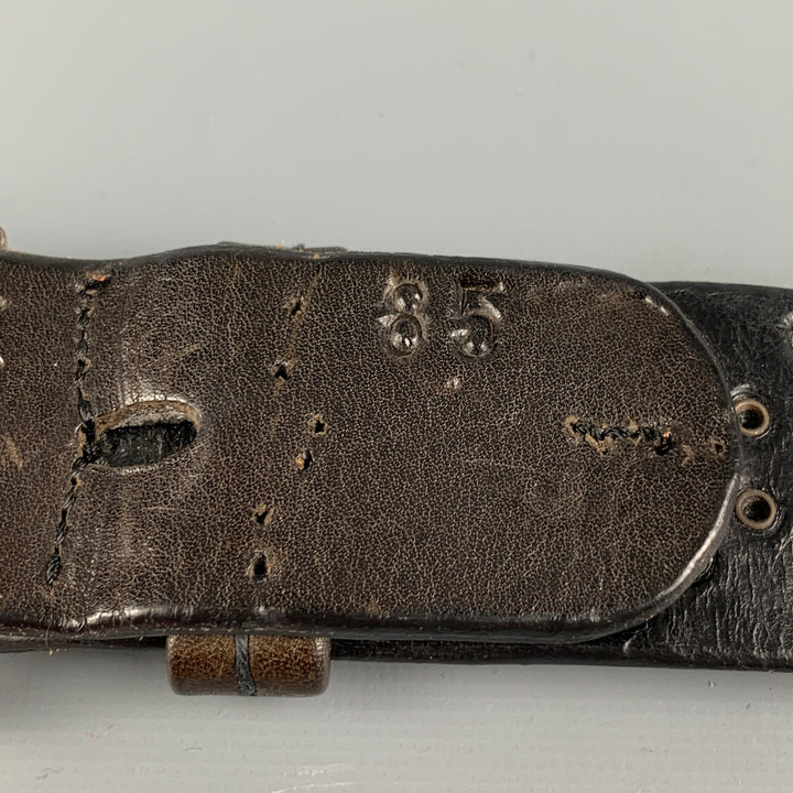 HENRY BEGUELIN Size 32 Brown Studded Leather Belt