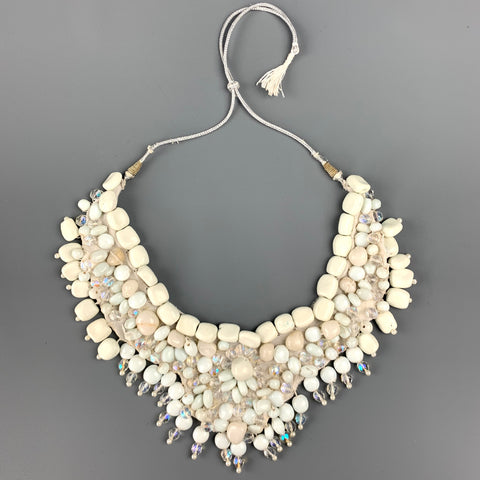 ROBERTA FREYMANN Off White Embellished Stone Handmade Necklace