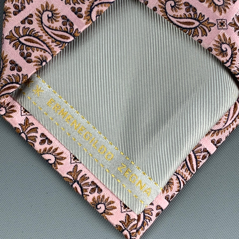 ERMENEGILDO ZEGNA Pink Brown Paisley Silk Tie