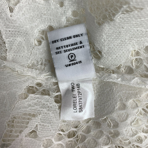 DIANE VON FURSTENBERG Talla 6 Camisa con botones de encaje blanco de mezcla de algodón
