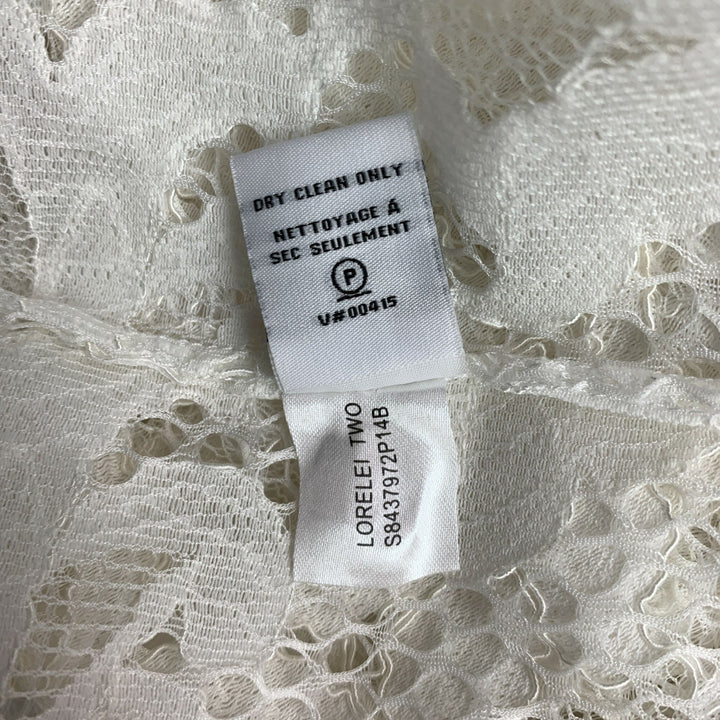 DIANE VON FURSTENBERG Size 6 Cotton Blend  White Lace Button Up Shirt