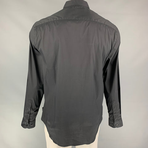 ARMANI COLLEZIONI Size XL Black Cotton Blend Button Up Long Sleeve Shirt