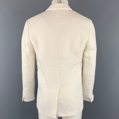 JOHN VARVATOS Chest Size 36 Solid Cream Linen / Ramie Notch Lapel Sport Coat