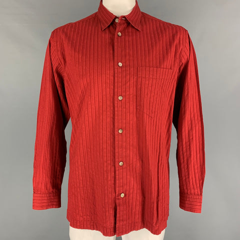 ISSEY MIYAKE Size L Brick Two Toned Cotton Button Up Long Sleeve Shirt