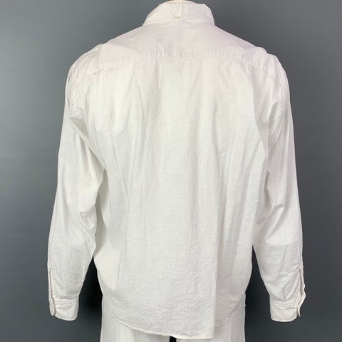 45rpm Size XL White Cotton Button Down Long Sleeve Shirt