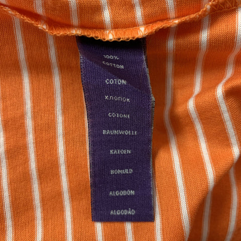RALPH LAUREN Size L Orange White Stripe Cotton Polo