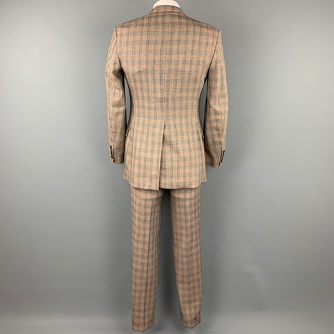 PAUL SMITH Size 40 Taupe Glenplaid Wool Notch Lapel Suit