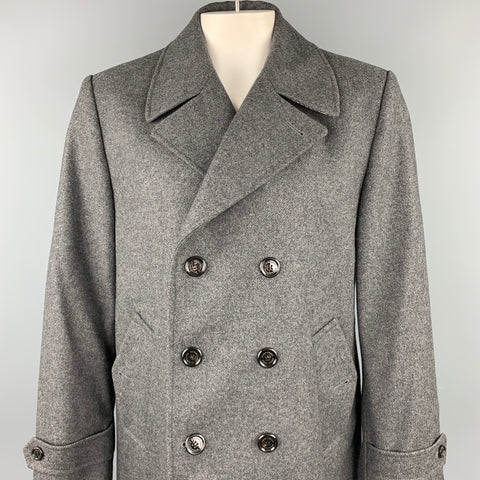 BURBERRY LONDON Size 44 Dark Gray Heather Wool / Polyamide Double Breasted Coat