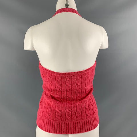 RALPH LAUREN Size L Pink Gold Cashmere Cable Knit Dress Top