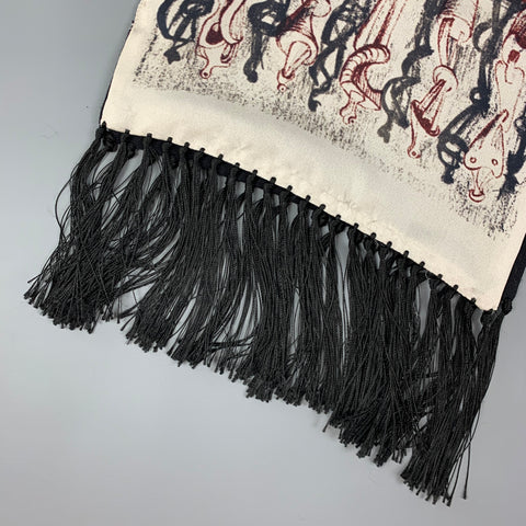 PAUL SMITH Grey Black Henry Moore Print Silk wool Scarf