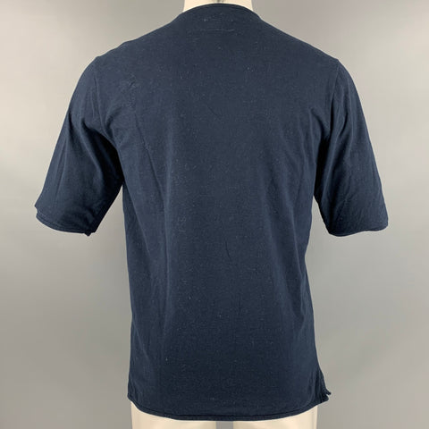 CAMO Size M Navy White Embroidery Cotton  Polyamide Crew Neck T-shirt