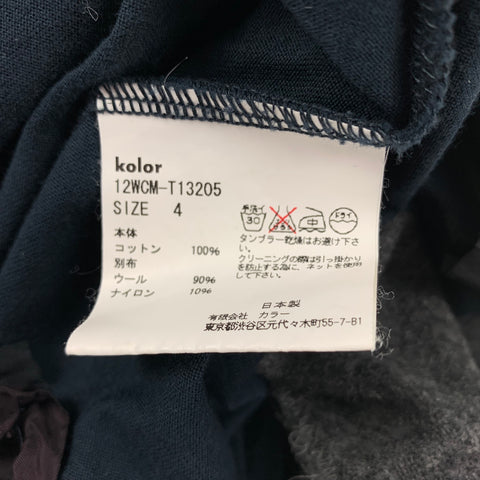 KOLOR Size L Navy & Grey Cotton Raw edge Cardigan