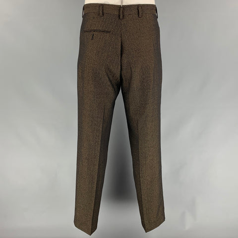 NEW REPUBLIC Size 44 Black & Brown Wool Single Breasted Notch Lapel Suit