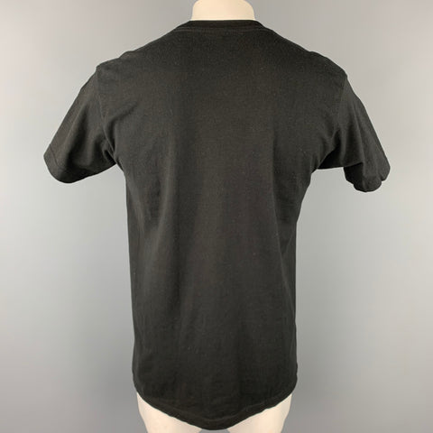 MISCELANEOUS Size L Black & Pink Graphic Cotton Crew-Neck T-shirt