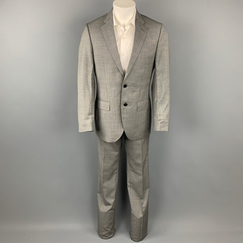 LUIGI BIANCHI Talla 38 Traje regular de solapa de muesca de lana con cabeza de clavo gris y negro